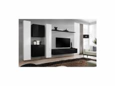Ensemble meuble tv mural - switch vi - 330 cm x 180 cm x 40 cm - blanc et noir