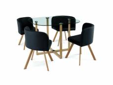 Ensemble table + 4 chaises encastrable popup - noir