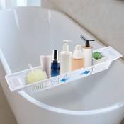Étagère de baignoire extensible en polypropylène - Blanc - Pour enfants - Organiseur et rangement - Accessoire de salle de bain multifonction pour