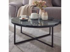 Finebuy table basse de salon effet marbré 80x36x80 cm mdf et metal | grande table de canapé ronde | design table d'appoint moderne
