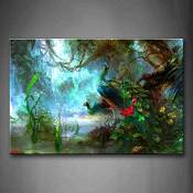 First Wall Art Tableau Paon Impressions sur Toile Deux