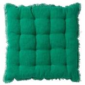 Galette de chaise vert en coton 40x40 cm uni