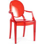 Ghost Style - Fauteuil Louis XiV Design Transparent Rouge transparent - pc, Plastique - Rouge transparent
