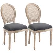 HOMCOM Lot de 2 chaises de Salle à Manger - Chaise de Salon médaillon Style Louis XVI - Bois Massif sculpté, patiné
