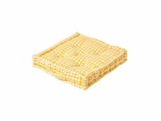 Homescapes coussin de sol jaune - carreaux vichy - 40 x 40 cm CU1141A