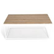 Idmarket - Table basse detroit 113 cm design industriel bois et métal blanc