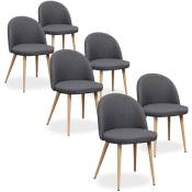 Intensedeco - Lot de 6 chaises scandinaves Cecilia tissu Gris foncé - Gris foncé