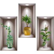 Jusch - pièces vases de salon 3D plantes vertes stickers