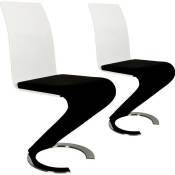 KIZA - Lot de 2 chaises design en simili cuir noir