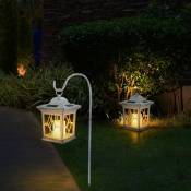 Lampe solaire, lampe d'extérieur, lampe à brancher, lanterne, éclairage de chemin, jardin, batterie rechargeable IP44, verre blanc, couleur or clair,