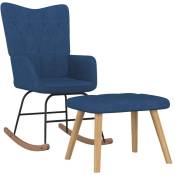 Les Tendances - Chaise à bascule avec tabouret Bleu Tissu 3