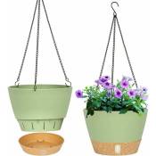Linghhang - Lot de 2 pots de fleurs à suspendre - 20,3 cm - Pour intérieur et extérieur - Avec trou de drainage et 3 crochets - Pour jardin, maison