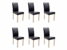 Lot de 6 chaise de salle à manger en simili cuir bois naturel, noir mya 181503101