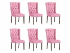 Lot de 6 chaises de salle à manger cuisine design classique velours rose cds022787