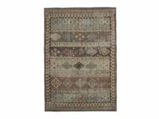 Marrakech vintage - tapis motifs lignes orientaux marron 133x190