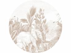 Papier peint panoramique rond adhésif jungle beige