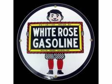"plaque emaillée white rose gasolien essence usa tole