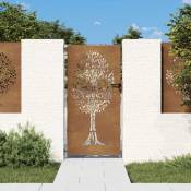 Portail de jardin 85x175 cm acier corten conception de l'arbre The Living Store Brun
