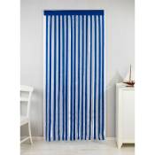 Rideau de porte bleu-blanc, rideau de porte interieur, fixation sans perçage, facile d'entretien et lavable, polyester, 90x200 cm, bleu - blanc