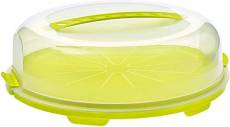 Rotho Fresh cloche à gâteau plate avec capuchon et poignée de transport, Plastique (PP) sans BPA, verte/transparente, (35.5 x 34.5 x 11.6 cm)