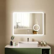 S'afielina - led Miroir salle de bain avec éclairage Miroir Mural 3x Grossissement Miroir lumineux à économie d'énergie 80 x 60 cm 6500K Blanc Froid