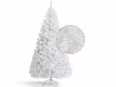 Sapin de noël artificiel blanc 150 cm avec 500 rameaux pvc couleur attrayante support métallique pliable décoratif de fêtes
