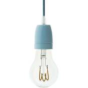 Suspension fabriquée en Italie avec câble textile et finition porcelaine colorée Avec ampoule - Azur - Avec ampoule