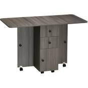 Table pliable de cuisine salle à manger - 2 tiroirs, placard, niche - panneaux aspect bois anthracite - Anthracite