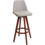 Tabouret de bar HHG 569, chaise de bar tabouret de comptoir, bois similicuir pivotant taupe - beige