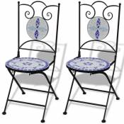 Vidaxl 2 chaises de bistrot en mosaïque Bleue / Blanc