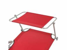 Vidaxl chaise longue avec auvent acier rouge 42933