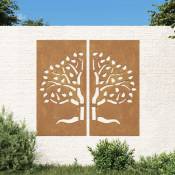 Vidaxl - Décorations murales jardin 2 pcs 105x55 cm design d'arbre Brun