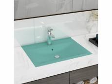 Vidaxl lavabo avec trou de robinet vert clair mat 60x46