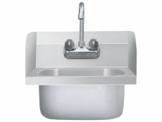 Vidaxl lavabo commercial de lavage des mains avec robinet inox 51115