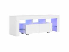 Vidaxl meuble tv avec lumière led blanc brillant 130