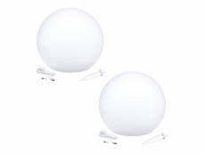 2 boules lumineuses solaires solsty c30 blanc polyéthylène ∅30cm