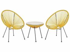 2 fauteuils spaghetti jaune et table pour intérieur et extérieur acapulco ii 249502
