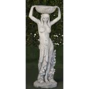 Anaparra - Fontaine Statue classique en pierre reconstituée Femme Panier Tête 35x117cm.
