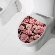 Autocollant de toilette étanche rose romantique pour