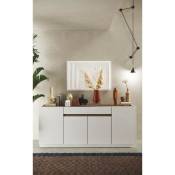 Azura Home Design - Buffet fantasy Blanc laqué/chêne Mercure 205 cm