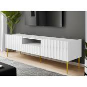 Bestmobilier - Ambre - meuble tv - 160 cm - style contemporain - blanc / doré - Blanc / Doré