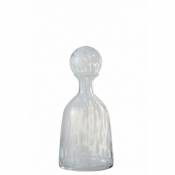 Bouteille deco avec bouchon verre transparent et blanc 31 cm - Transparent