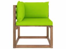Canapé d'angle palette de jardin avec coussins vert vif