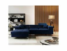 Canapé d’angle - mikkara - 280 cm - bleu marine - gauche