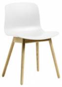 Chaise About a chair AAC12 / Plastique & pieds bois - Hay blanc en plastique
