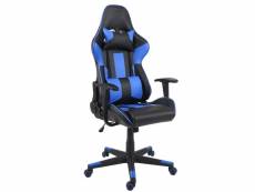 Chaise de bureau hwc-f84, pivotante, fauteuil de jeu en ligne, fauteuil directorial, similicuir ~ noir/bleu