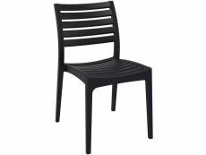 Chaise de jardin en plastique design simple empilable noir 10_0000027