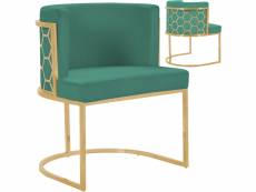 Chaise design en acier inoxydable doré et revêtement en velours vert collection meta viv-96742