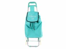 Chariot shopping 2 roues hashtag turquoise - shopping