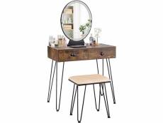 Costway coiffeuse avec miroir led et tabouret, table de maquillage avec 2 tiroirs, coiffeuse fille, meuble de salle de séjour, organisateur de rangeme